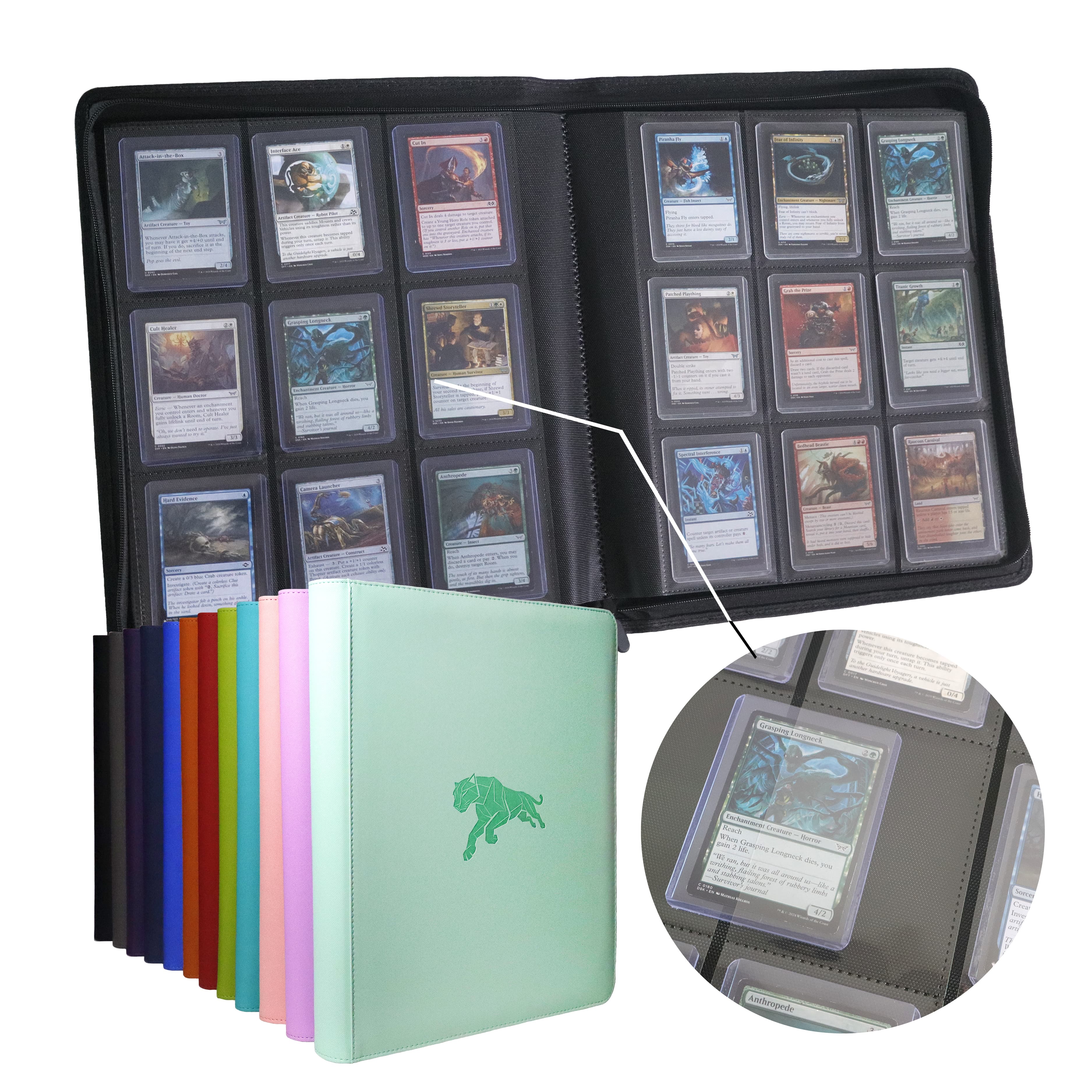 Card Index Box - 360 Pockets 9-Pocket PU Leather Card
