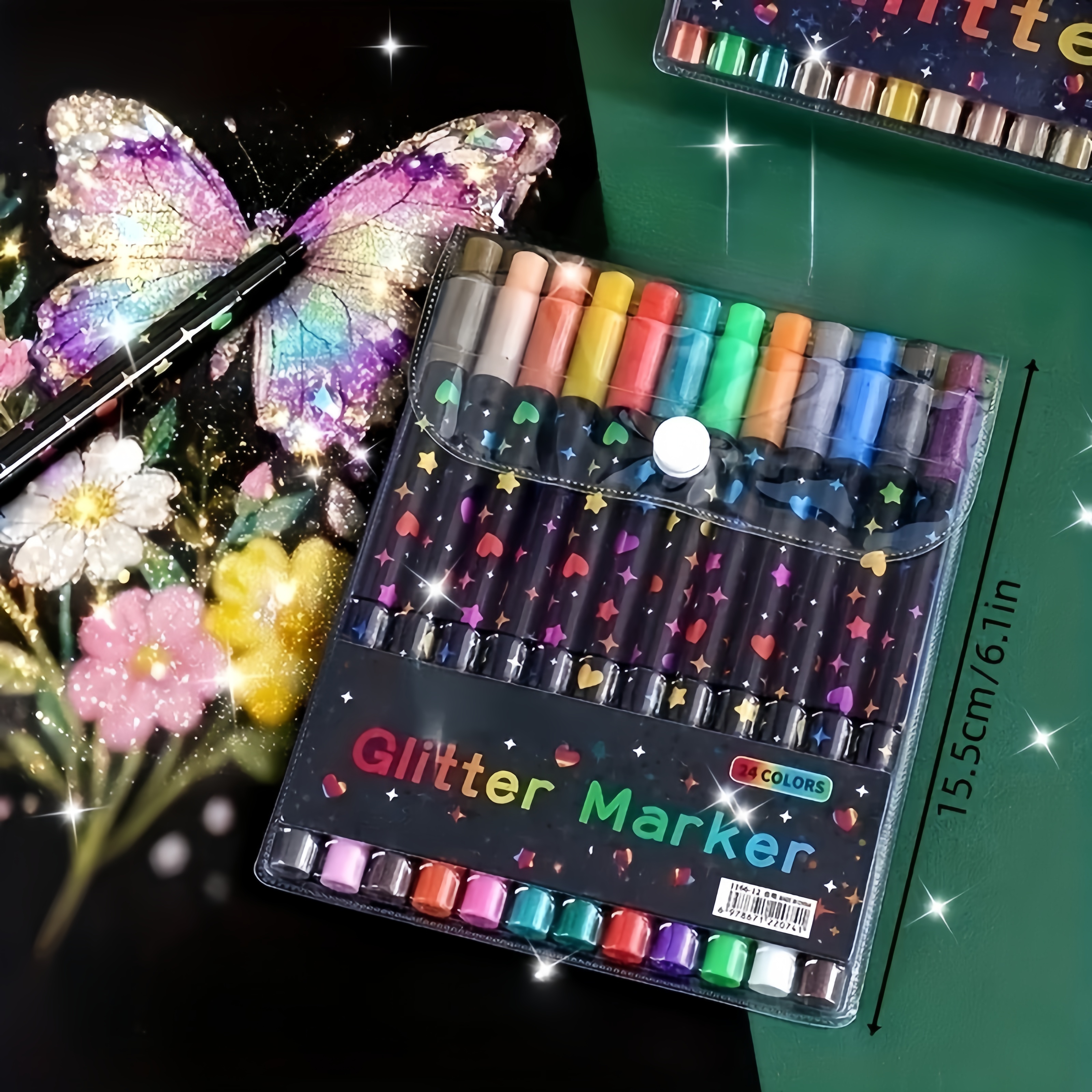 Correction Pen Fine - 24/48 Color Double-Ended Glitter Pens with