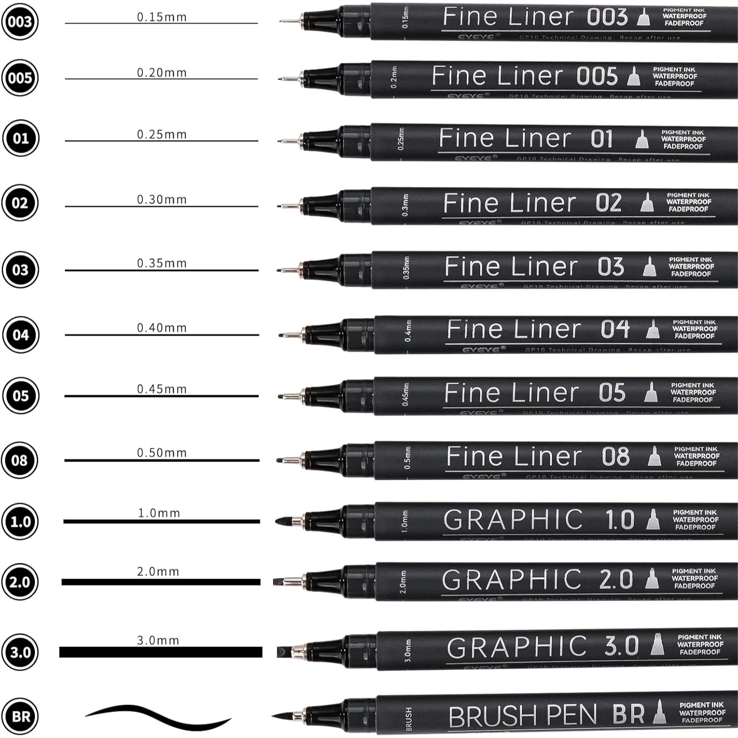 Archive Box Set - Micro Fineliner Pens Set, 12 Black