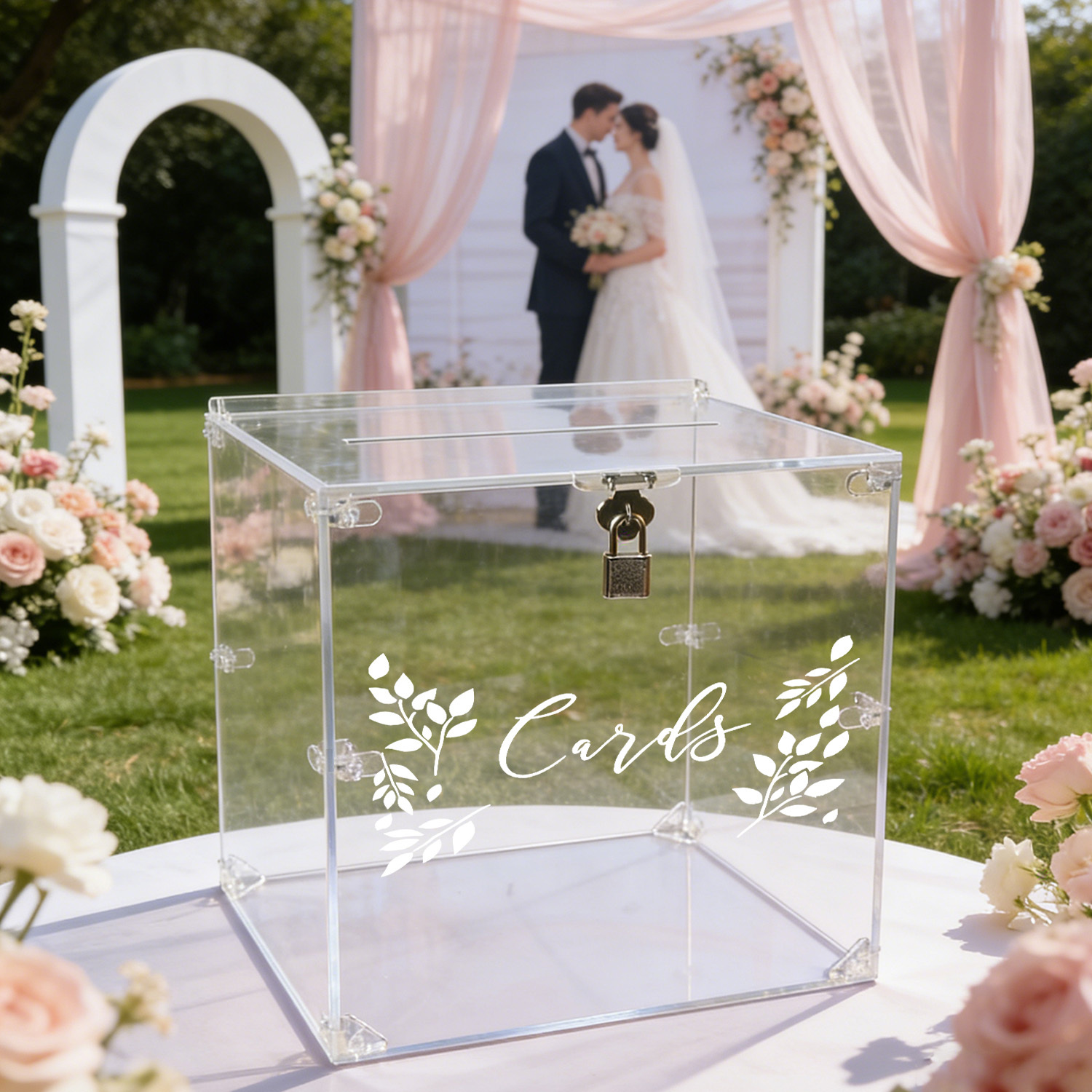 Card Index Box - Acrylic Wedding Card Boxes with Lock,