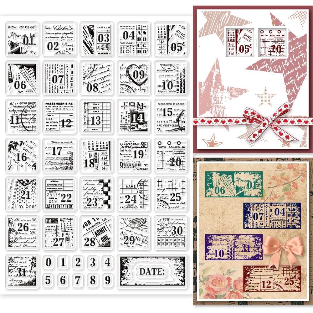 Rubber Date Stamp - 1Sheet Vintage Date Clear Stamps Retro