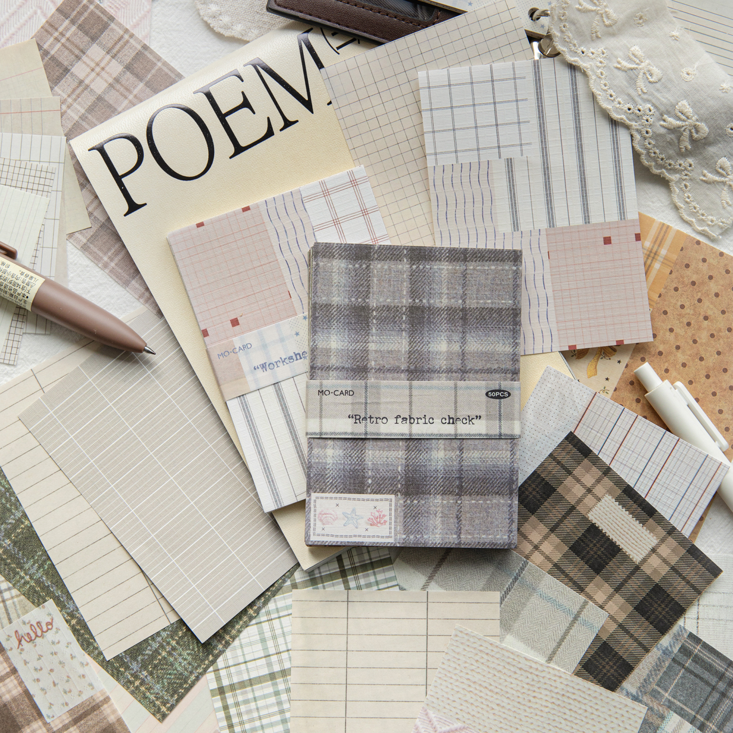 Ink Blotter Paper - 50pcs creative plaid Decor Scrapbook Vintage