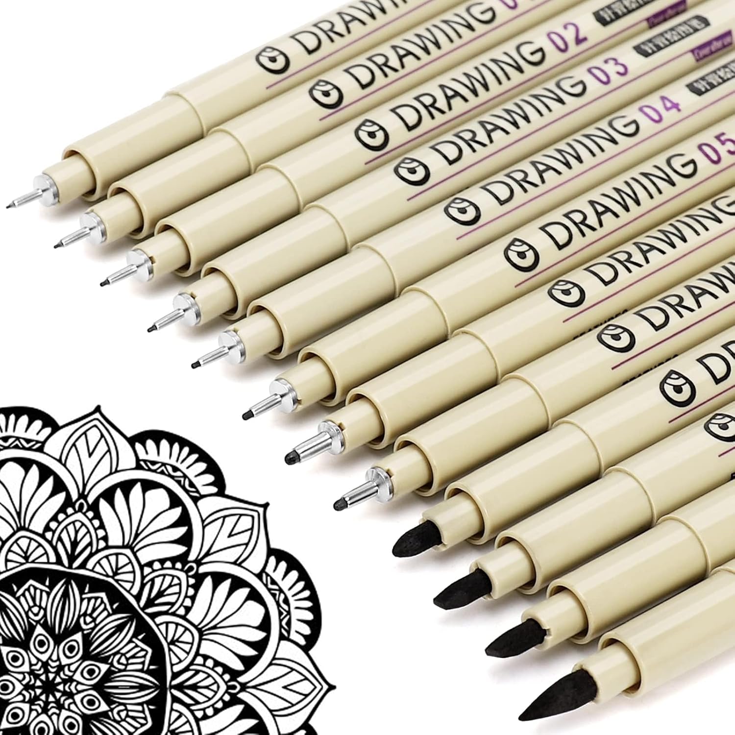 Archive Box Set - 12 Black Fine Line Drawing Pens