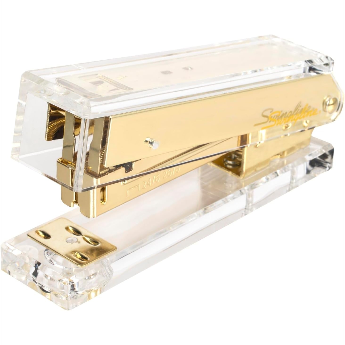 Stapler Half Strip - Clear Acrylic Gold Stapler, 20 Sheet