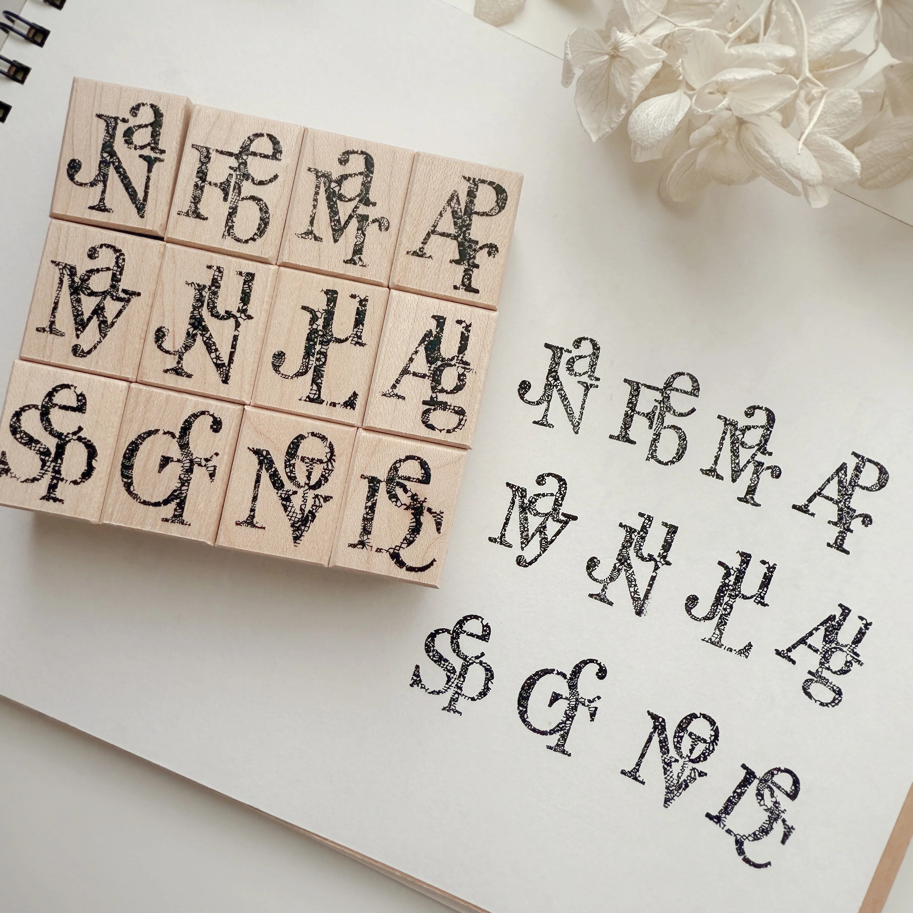 Rubber Date Stamp - Journal Pages Vintage Month Whispers Wooden