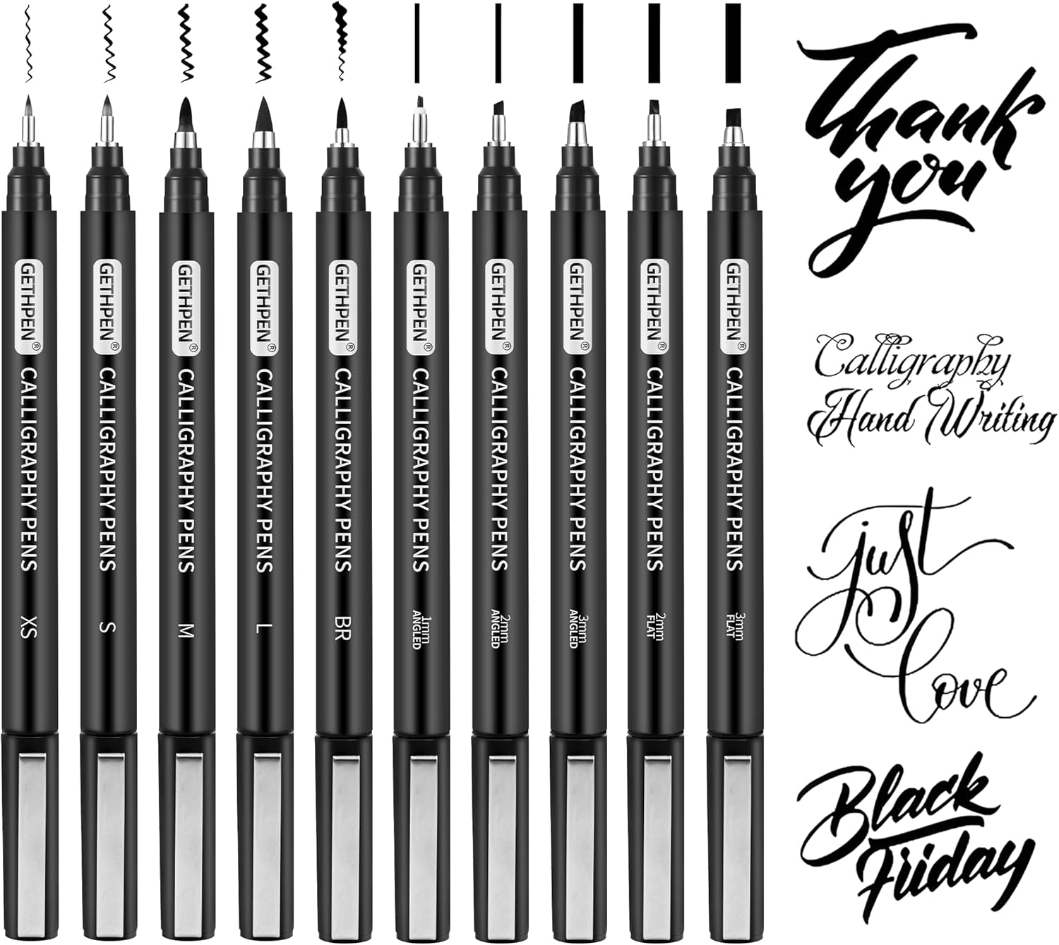 Archive Box Set - 10 Size Calligraphy Pens Set for