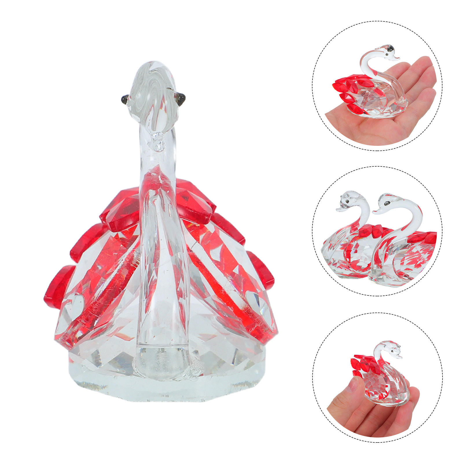 Paper Weight Crystal - 2Pcs Crystal Swan Decor Lover Couple