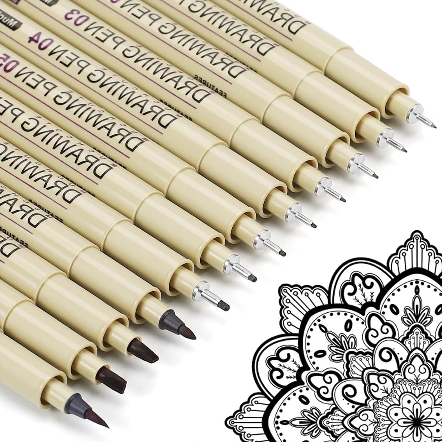 Archive Box Set - 12 Black Micro Fineliner Drawing Pens