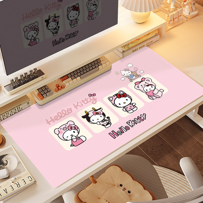 Leather Desk Pad - Premium Hello Kitty Office Leather Mouse