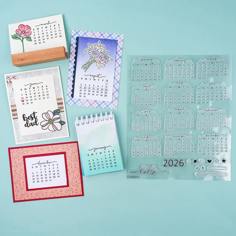 Rubber Date Stamp - Calendar Date 2026 Clear Stamp Time