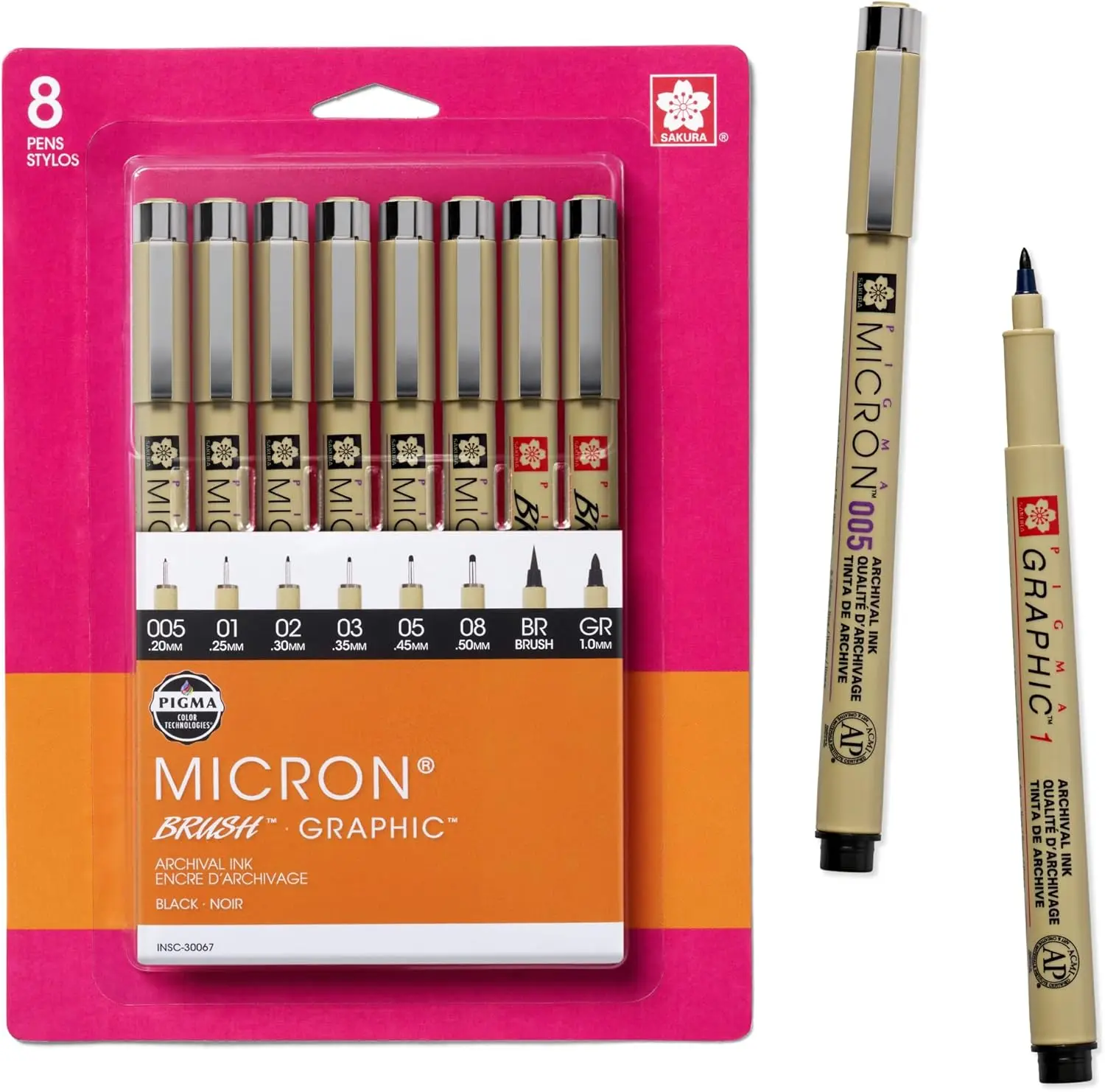 Archive Box Set - Fineliner Drawing Pens Set, 8 Pack
