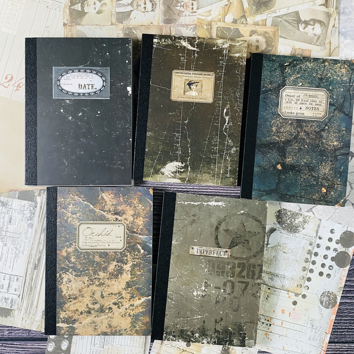 Ink Blotter Paper - 100sheets Vintage Scrapbook Paper Set DIY