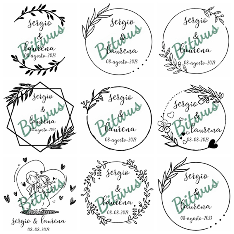 Rubber Date Stamp - Custom Wedding Stamp inked stamp Customized