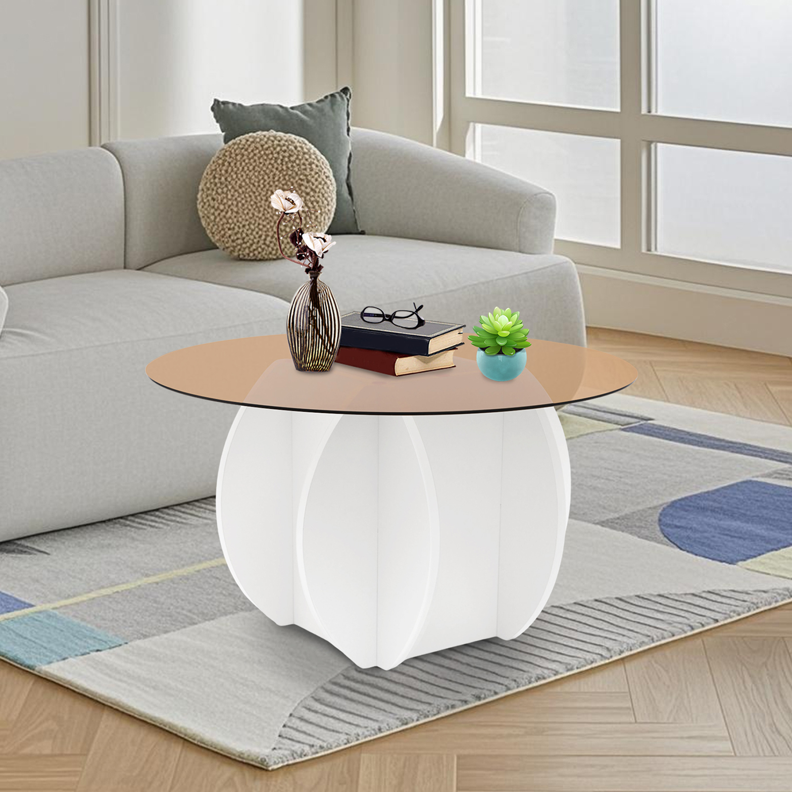 Modern Round Coffee Table 27.6 – Book Weight Glass Bewertung und Preis