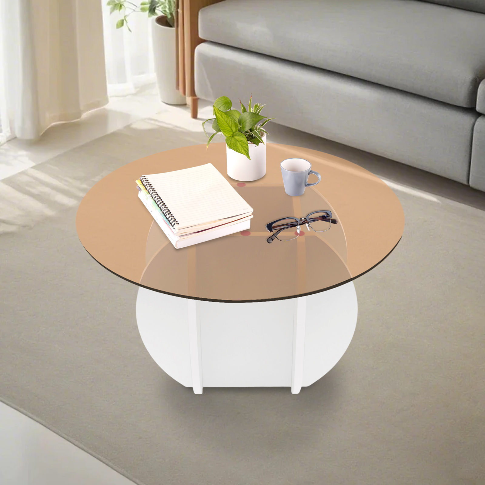 Modern Round Coffee Table 27.6 – Book Weight Glass Bewertung und Preis