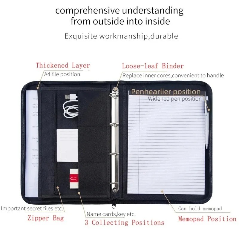 Large Black Business Portfolio – Binder A4 Lever Bewertung und Preis