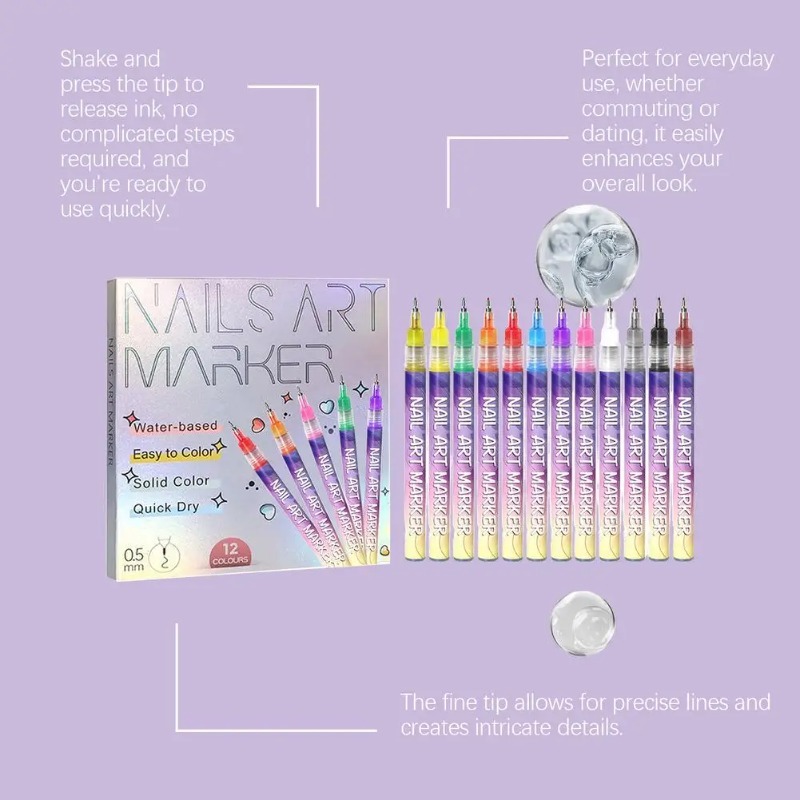 12Pcs/Set Multicolor Nail Art  – Correction Pen Fine Bewertung und Preis