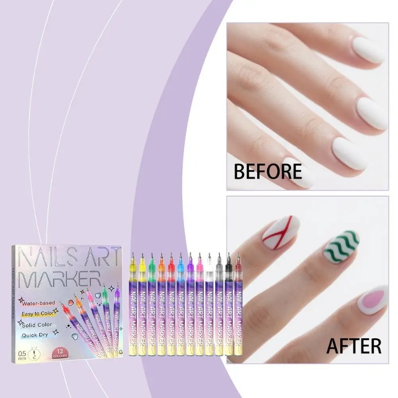 12Pcs/Set Multicolor Nail Art  – Correction Pen Fine Bewertung und Preis