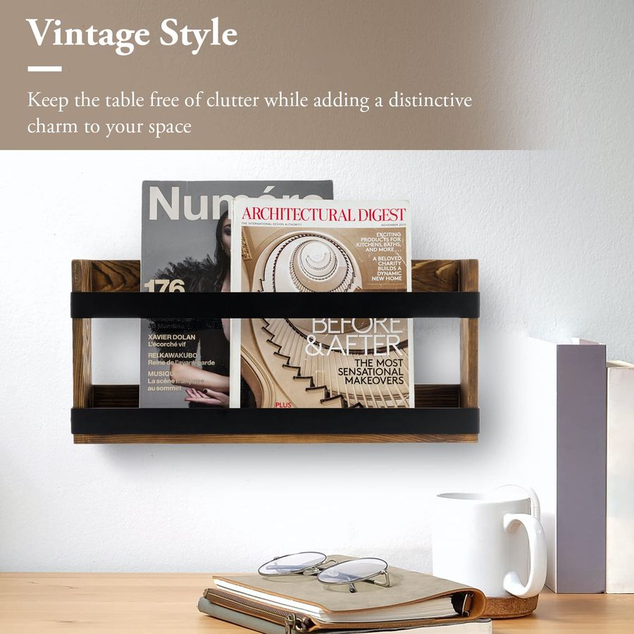 Rustic Burnt Solid Wood and In – Magazine Holder Rack Bewertung und Preis